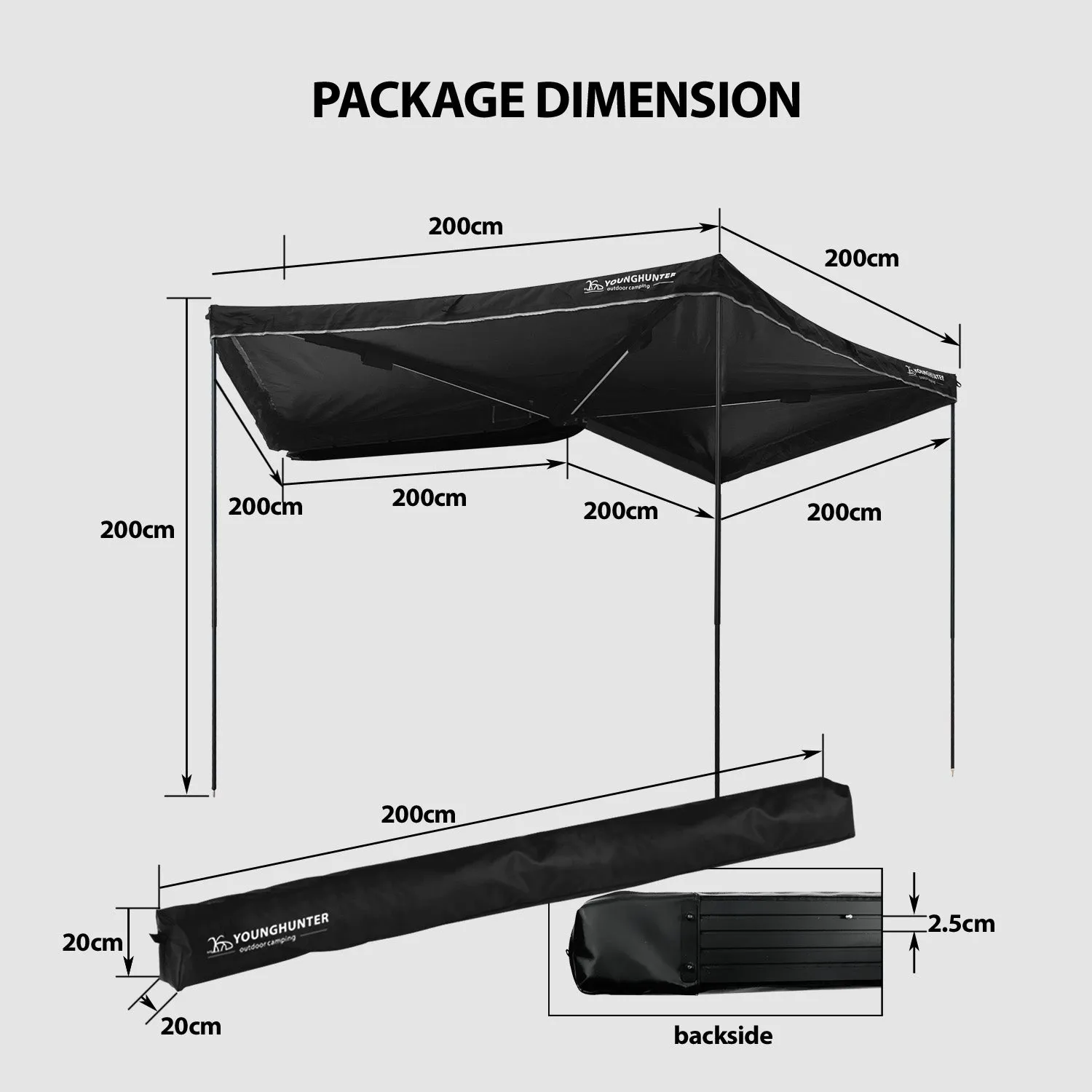 270 Degree Free Standing Fox Wing Fan Awning Tent With Led light