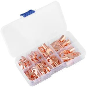 60Pcs Battery Bare Copper Ring Lug Terminals SC Battery Welding Connector Set Wire Gauge SC6-25 Kit