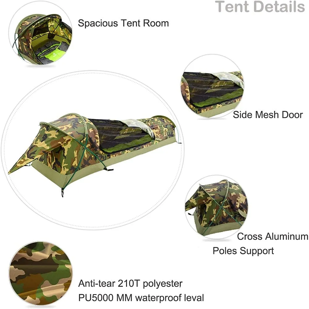 Bivy II | 1 Person 3 Season Ultralight Backpacking Tent (Camo & Arm Green)