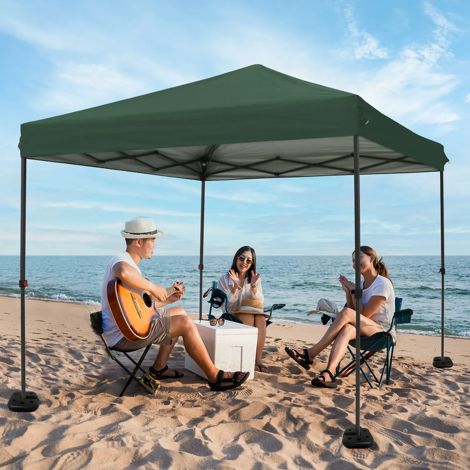 COOS BAY 8x8 Outdoor Instant Easy Set up Canopy Tent with Carry Bag, Portable Pop up Folding Sun Shelter for Sports, Beach and Party, Green