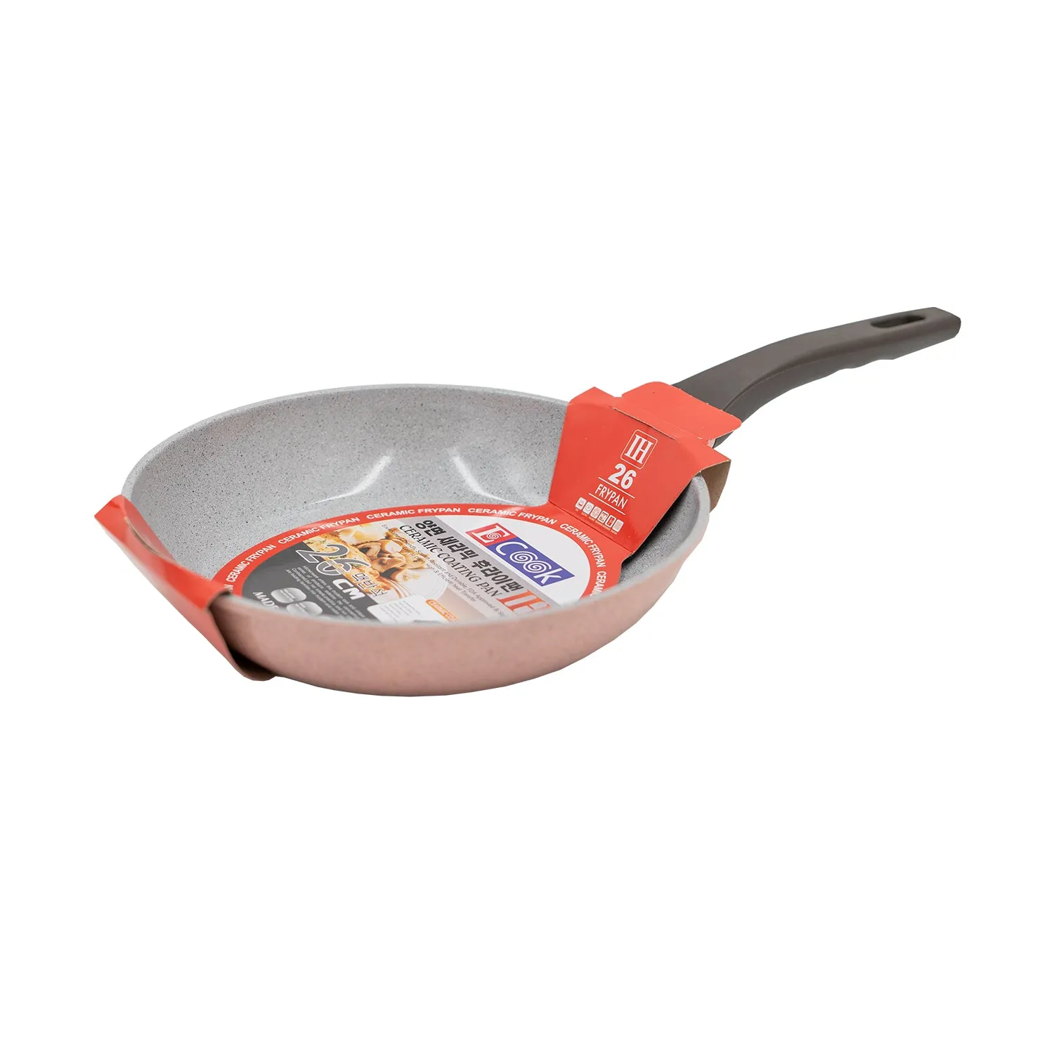 Ecook IH Ceramic Coating Frying Pan Pink 26cm