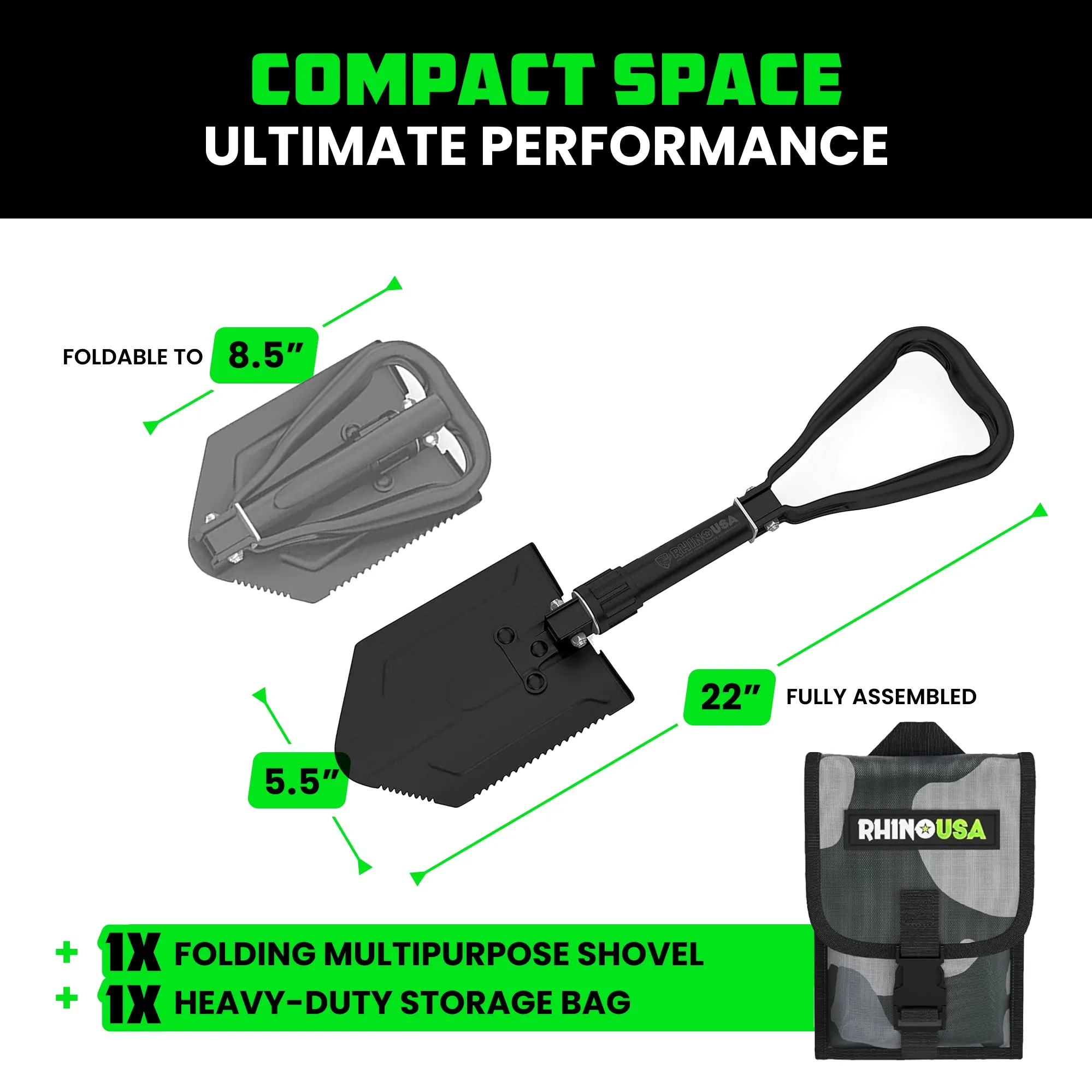 Folding Survival Shovel w/ Pick