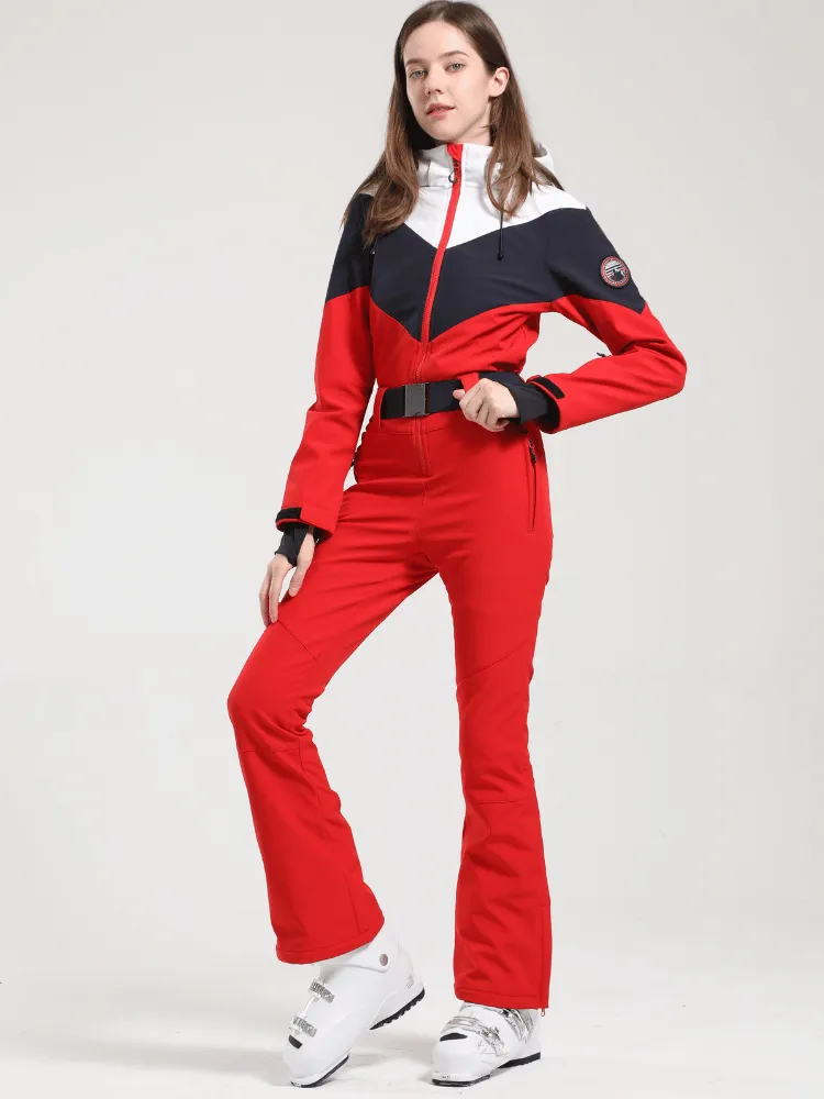 Gsou Snow Retro Belted Slim Ski Jumpsuit - Women's