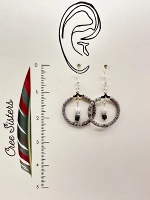 Indigenous Handmade Earrings - Deer Hide Lace, Mother-of-Pearl, & Agate