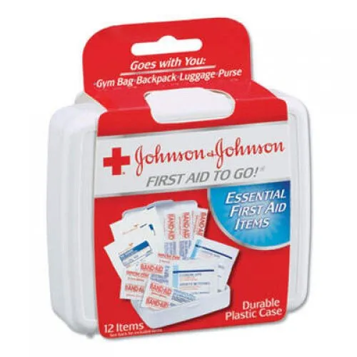 Johnson & Johnson Mini First Aid To Go Kit, 12-Pieces, Plastic Case (8295)