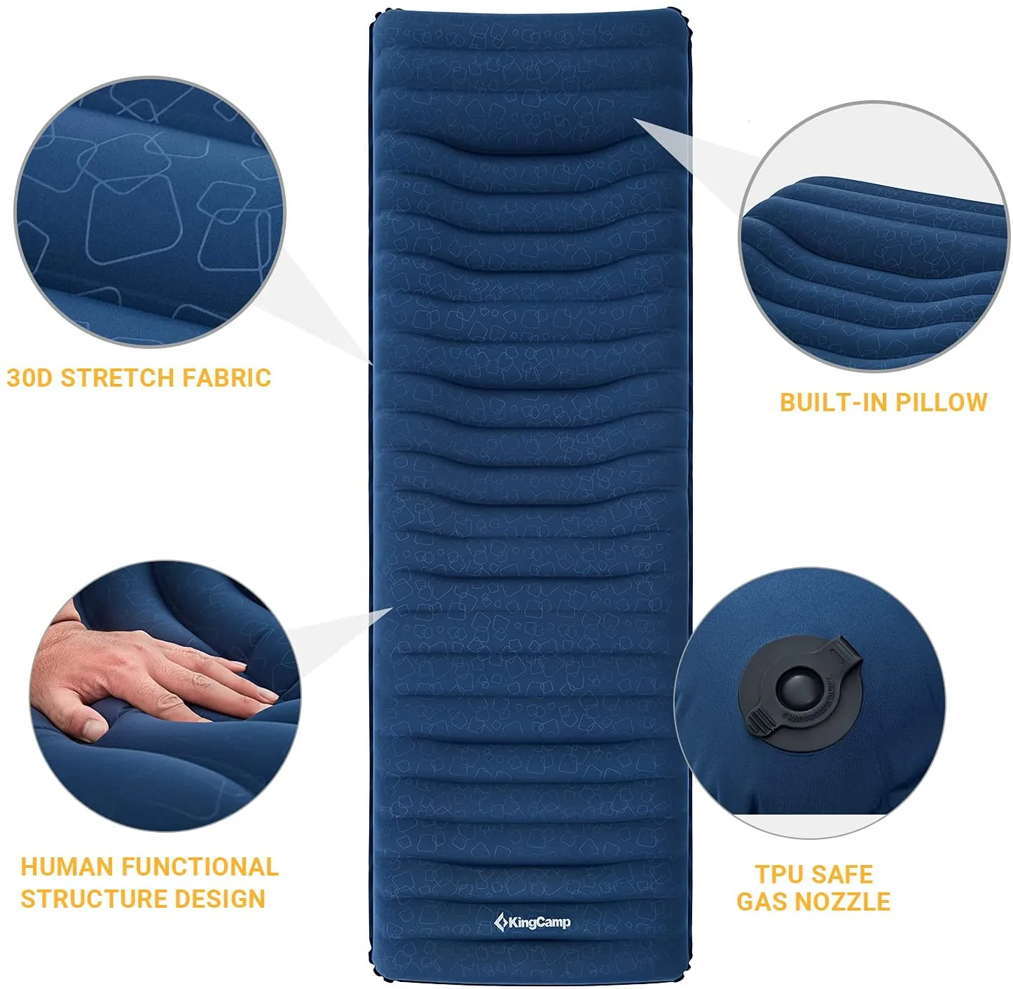 KingCamp 5.5 inches Thick Air Sleeping Pads with Pillow