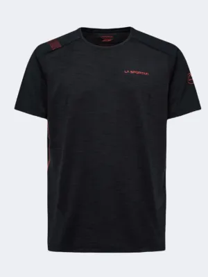 La Sportiva Compass Men Hiking T-Shirt Black/Cherry Tomato