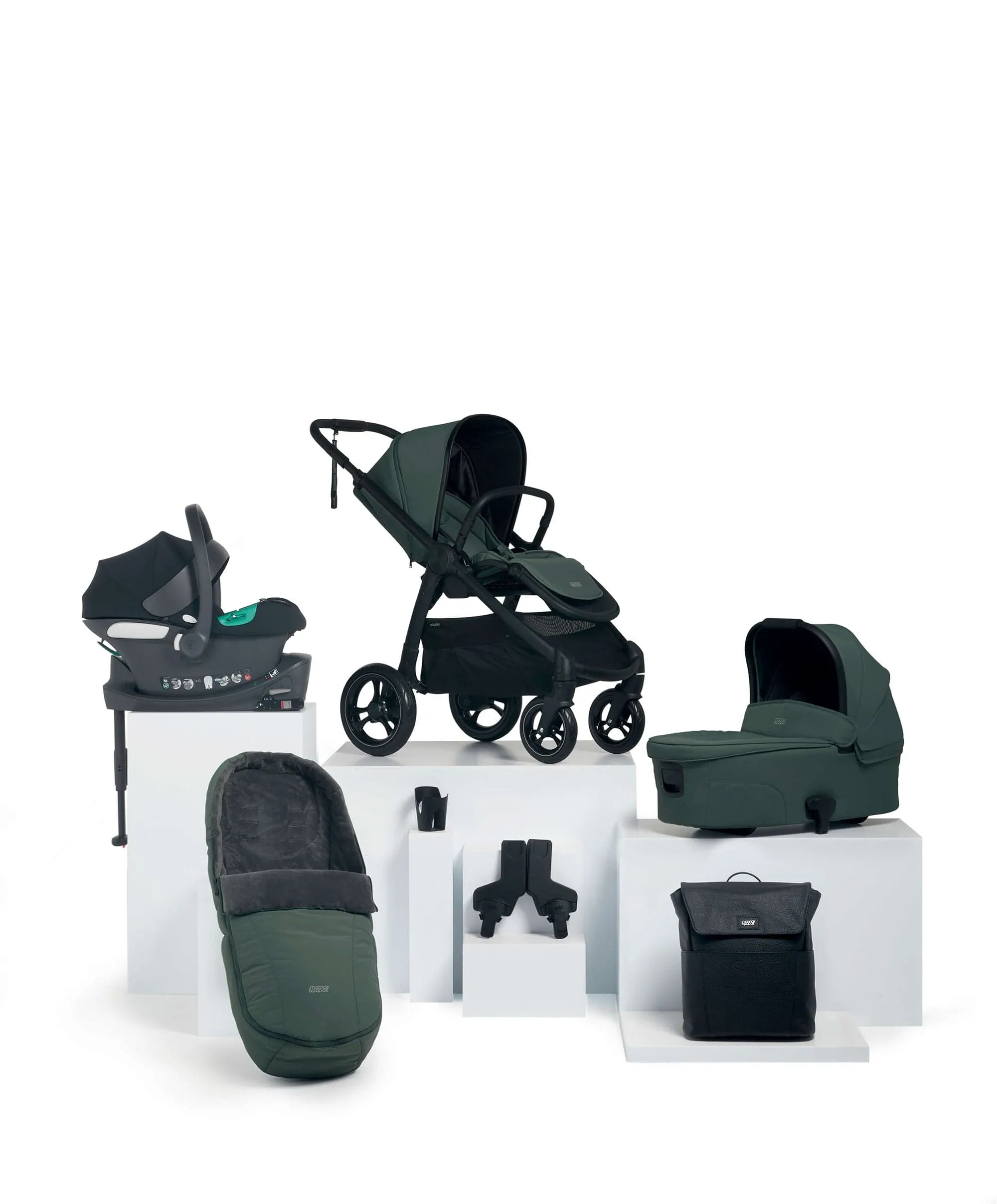 Ocarro Pushchair Complete Bundle with Cybex Aton B2 Car Seat & Base (7 Pieces) - Oasis