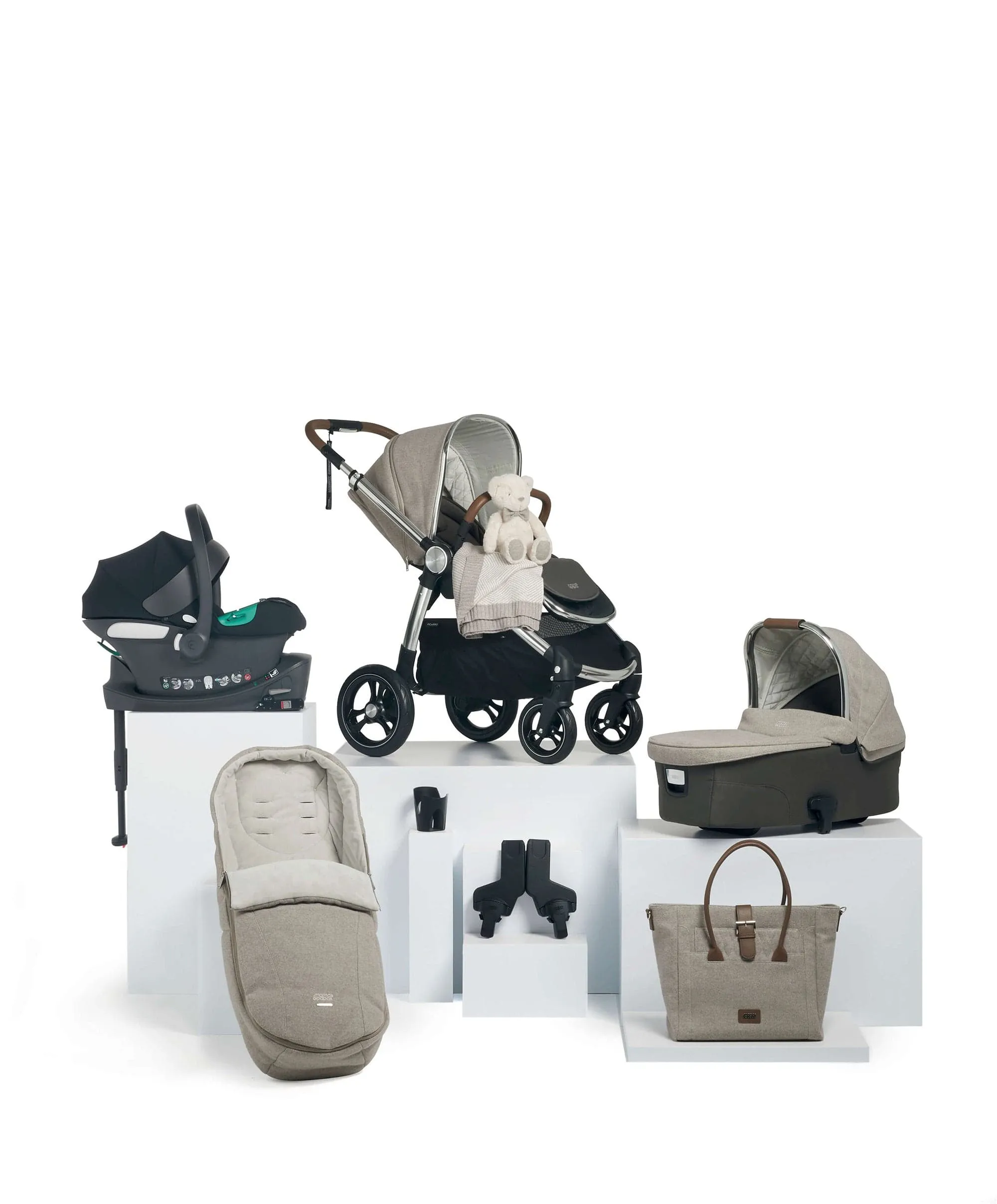 Ocarro Pushchair Complete Bundle with Cybex Aton B2 Car Seat & Base (9 Pieces) - Heritage