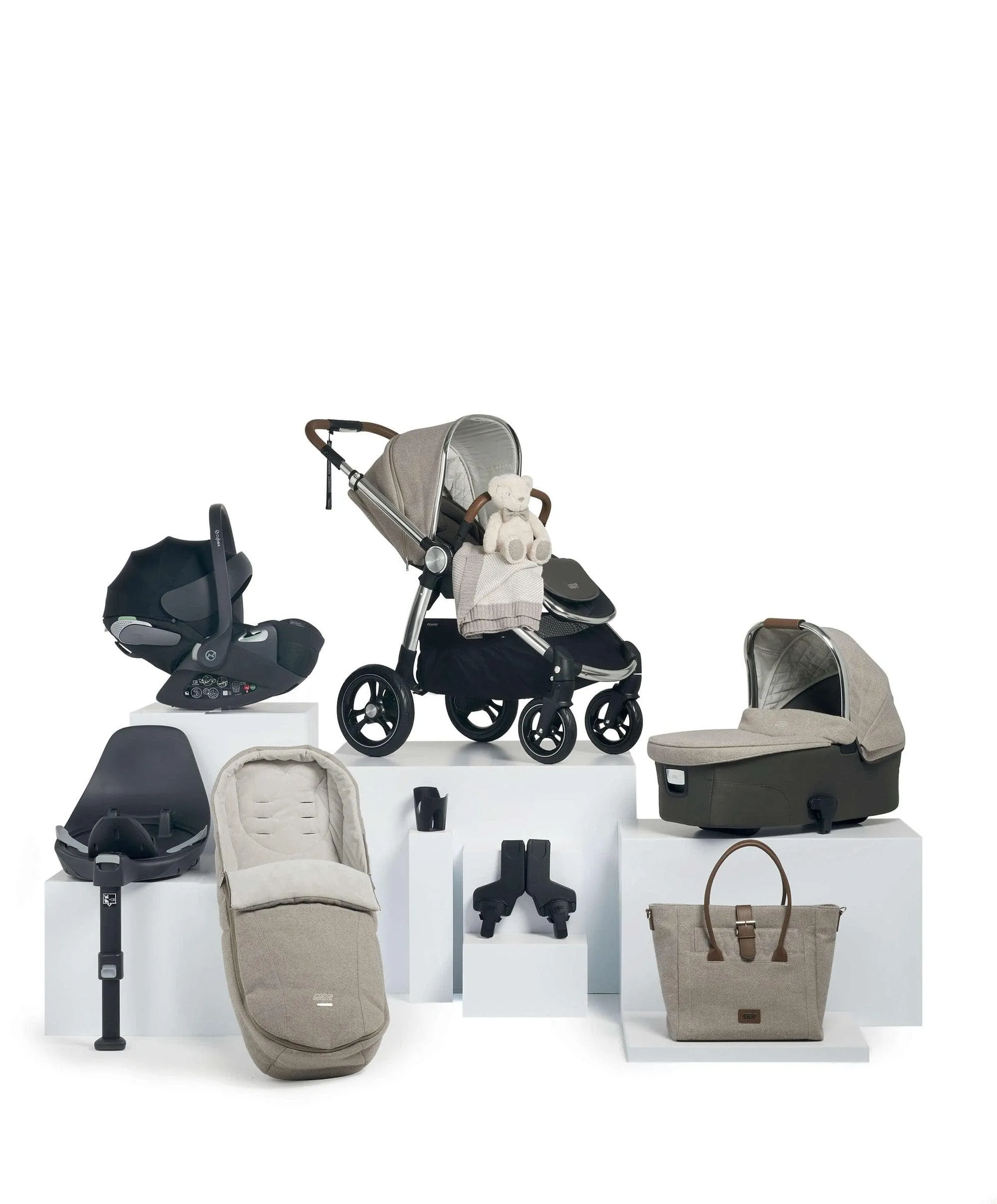 Ocarro Pushchair Complete Bundle with Cybex Cloud T Car Seat & Base (10 Pieces) – Heritage