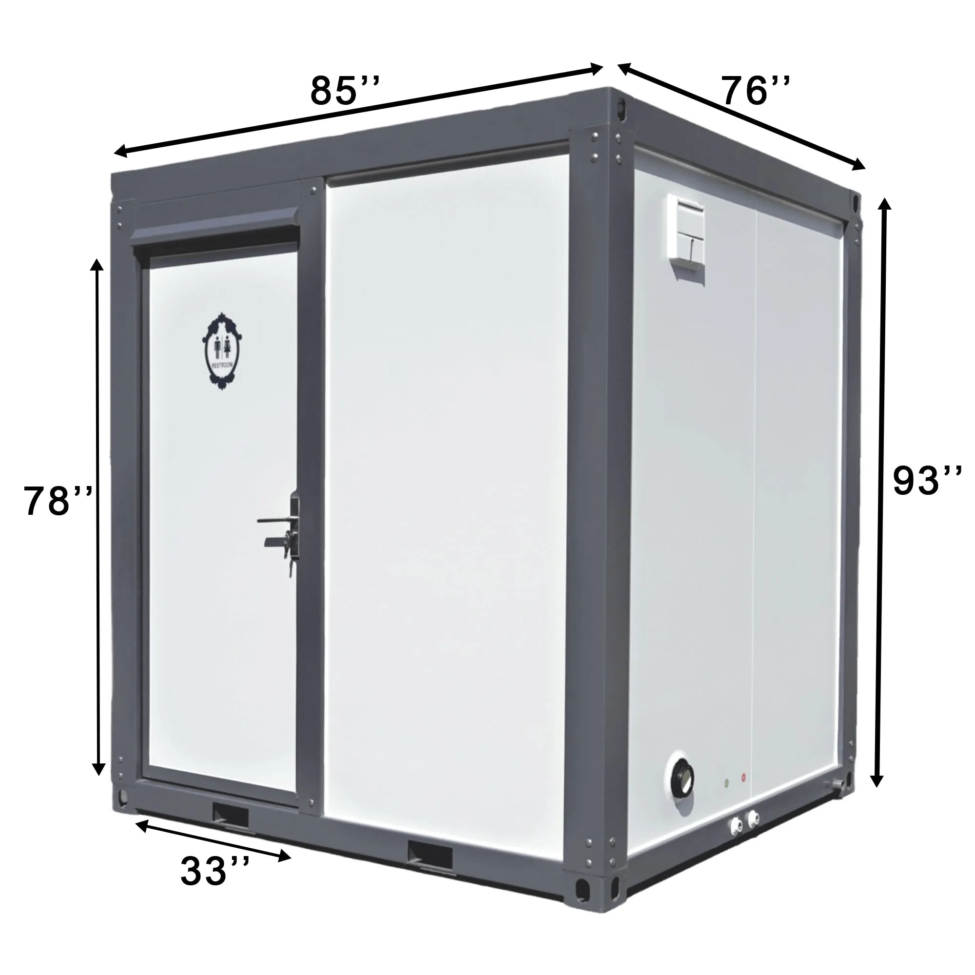 Portable Toilet with Fan-shaped Door Shower