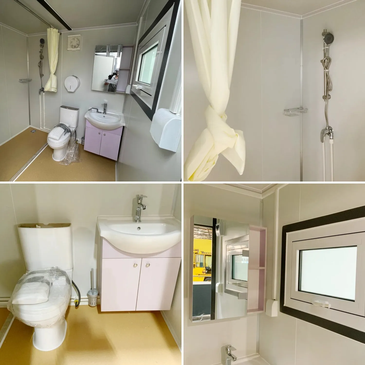 Portable Toilet with Shower Curtain Style