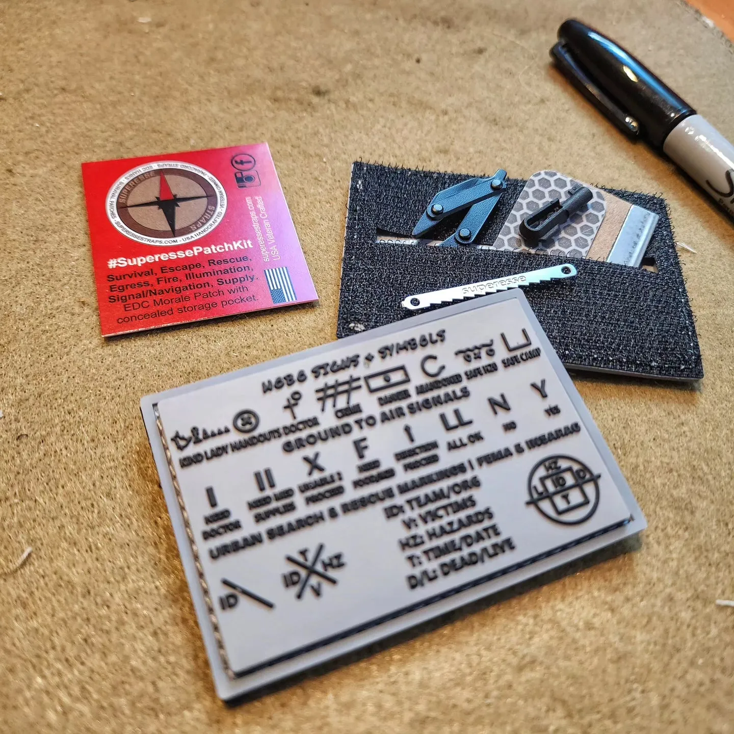 Storage Pocket Patch: Hobo Symbols, Ground to Air Signals, Search and Rescue Markings