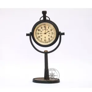 VASUDHA SAMPADA Handicrafts | Antique Brass Table Stand Clock | for Home Study Living Room Home& Office | Decor Showpiece Collectible Item - Black