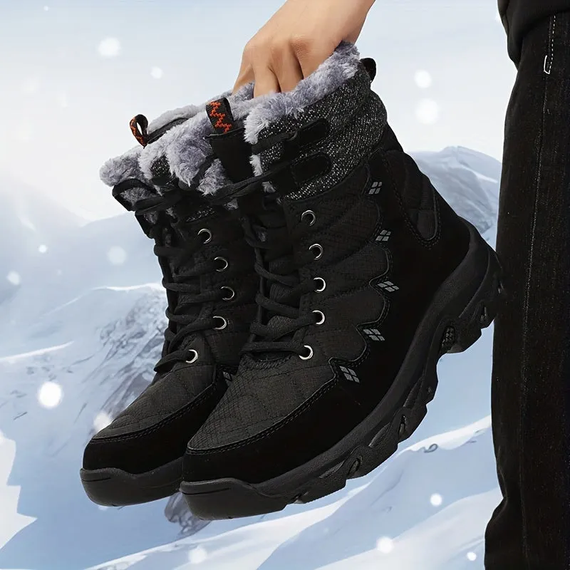 Winter Explorer Snow Boots - Insulated, Windproof, and Non-Slip Hiking Boots for Men with Fuzzy Lining, Thick Bottom, and Large Size Option for Climbing and Outdoor Activities in Snowy Weather