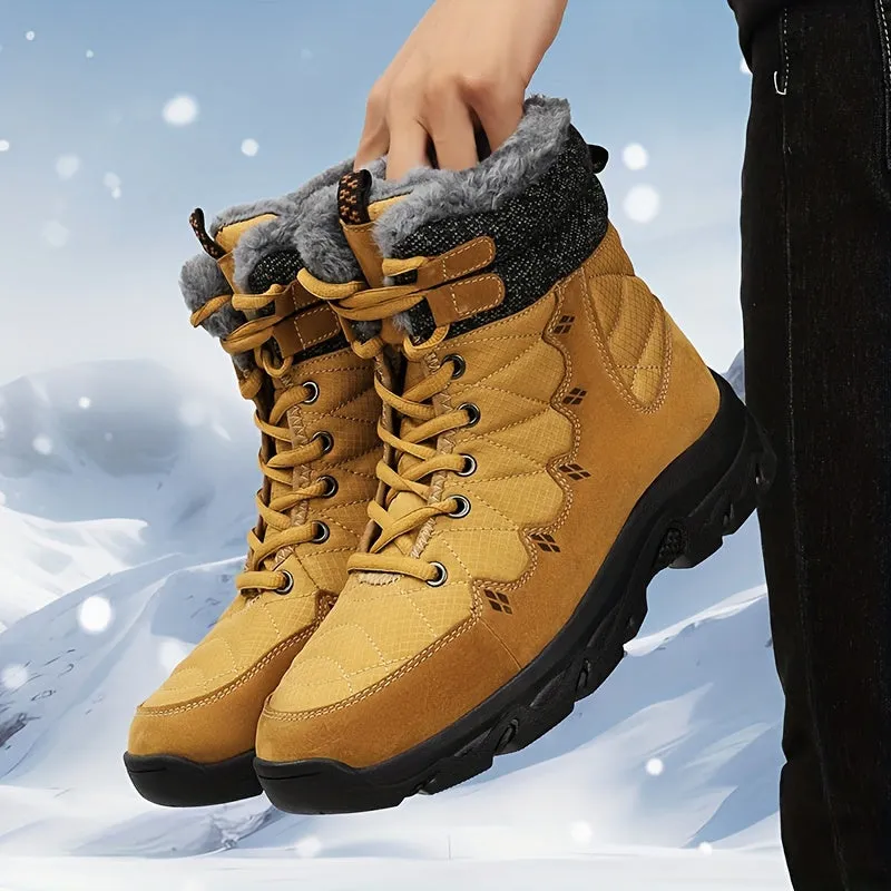 Winter Explorer Snow Boots - Insulated, Windproof, and Non-Slip Hiking Boots for Men with Fuzzy Lining, Thick Bottom, and Large Size Option for Climbing and Outdoor Activities in Snowy Weather