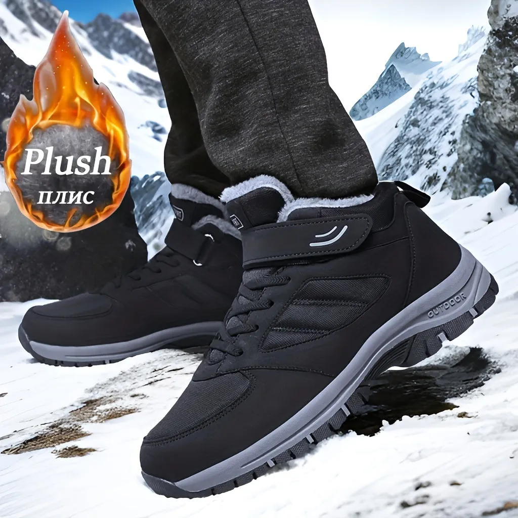 Winter Snow Boots - Easy-to-use Hook and Loop Fastener, Windproof and Non-slip, Insulated and Warm, Durable Construction - Mens Classic Outdoor Winter Shoes for Cold Weather